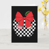 Retro Back To School Teacher Race Checkered Pencil Karte (Gelbe Blume)