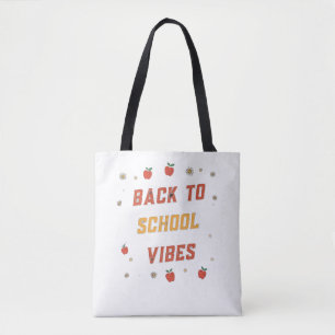 Retro Back To School Vibes Tote Bag Custom Groovy Tasche