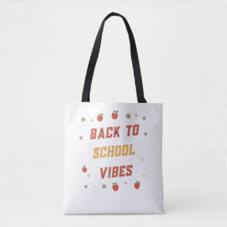 Retro Back To School Vibes Tote Bag Custom Groovy Tasche