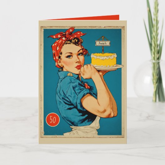 Retro-Bäcker-Pin-Up Karte (Vorderseite)