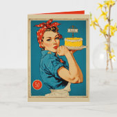 Retro-Bäcker-Pin-Up Karte (Gelbe Blume)