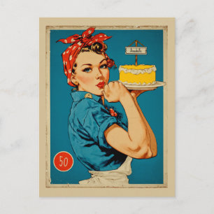 Retro-Bäcker-Pin-Up  Postkarte