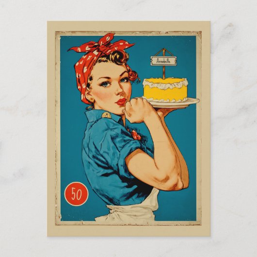 Retro-Bäcker-Pin-Up Postkarte (Vorderseite)