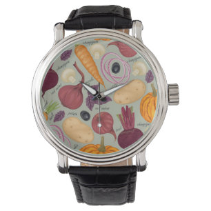 Retro background from fresh fresh vegetables armbanduhr