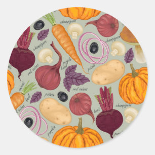 Retro background from fresh fresh vegetables runder aufkleber