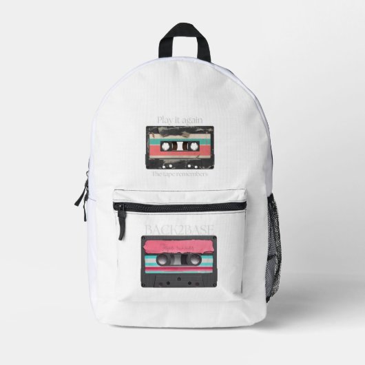 Retro Backpack 90s Vintage Style Bedruckter Rucksack (Vorderseite)
