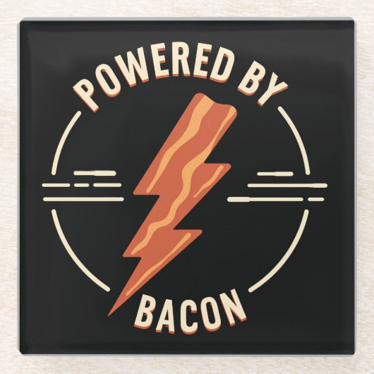 Retro Bacon Lover Funny Food Design mit Blitz Glasuntersetzer (Vorderseite)