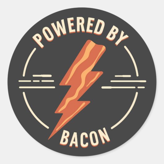 Retro Bacon Lover Funny Food Design mit Blitz Runder Aufkleber (Vorderseite)
