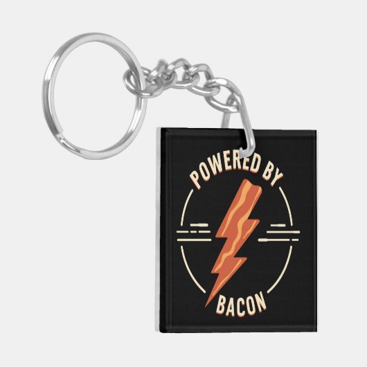 Retro Bacon Lover Funny Food Design mit Blitz Schlüsselanhänger (Vorderseite links)