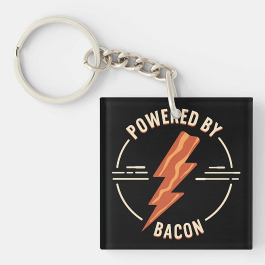 Retro Bacon Lover Funny Food Design mit Blitz Schlüsselanhänger (Vorderseite)