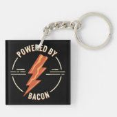 Retro Bacon Lover Funny Food Design mit Blitz Schlüsselanhänger (Rückseite)
