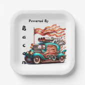 Retro Bacon Powered Car Novelty Paper Plate Pappteller (Vorderseite)