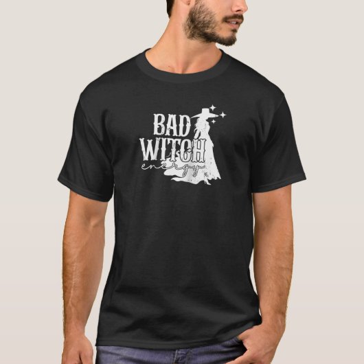 Retro Bad Witch Energy Spooky Halloween Trick oder T-Shirt (Vorderseite)