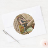 Retro-Badeanzug Beauty-Solarium Runder Aufkleber (Umschlag)