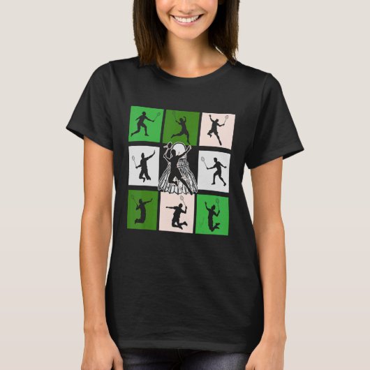 Retro Badminton Design T-Shirt (Vorderseite)