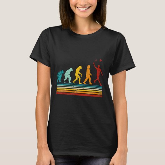 Retro Badminton mit Shuttle Evolution Darwin T-Shirt (Vorderseite)