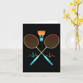 Retro Badminton mit Shuttle Heartbeat ecg Karte (Gelbe Blume)
