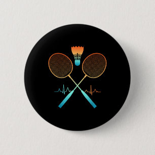 Retro Badminton mit Shuttle Herzschlag Ekg  Button