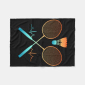 Retro Badminton mit Shuttle Herzschlag Ekg Fleecedecke (Vorderseite (Horizontal))