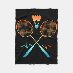 Retro Badminton mit Shuttle Herzschlag Ekg Fleecedecke