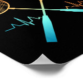 Retro Badminton mit Shuttle Herzschlag Ekg  Poster (Ecke)