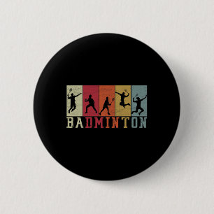 Retro Badminton Player Silhouetten - Badminton Button