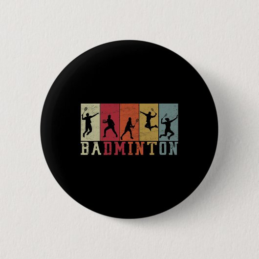 Retro Badminton Player Silhouetten - Badminton Button (Vorderseite)