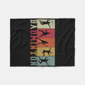 Retro Badminton Player Silhouetten - Badminton Fleecedecke (Vorderseite (Horizontal))