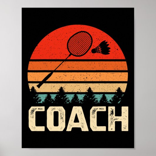 Retro Badminton Racket Shuttle Badminton Coach Gif Poster (Vorne)
