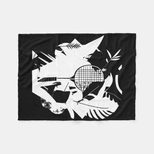 Retro Badminton Racket Shuttle Player Fleecedecke (Vorderseite (Horizontal))