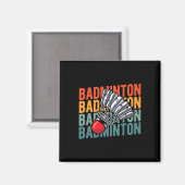 Retro Badminton Racket Team - Vintages Spiel Magnet (Vorderseite/Rückseite)