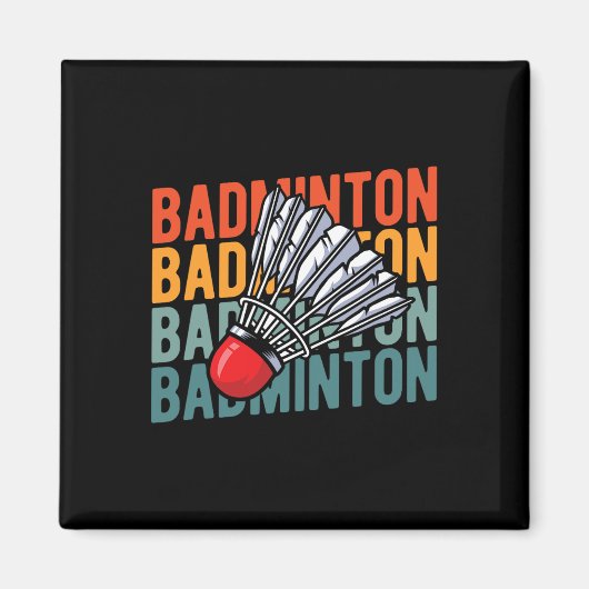 Retro Badminton Racket Team - Vintages Spiel Magnet (Vorne)