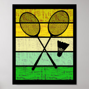 Retro Badminton Rackets und Shuttle Badminton Play Poster