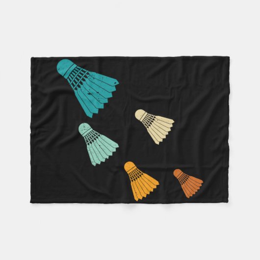 Retro Badminton Shuttle Fleecedecke (Vorderseite (Horizontal))