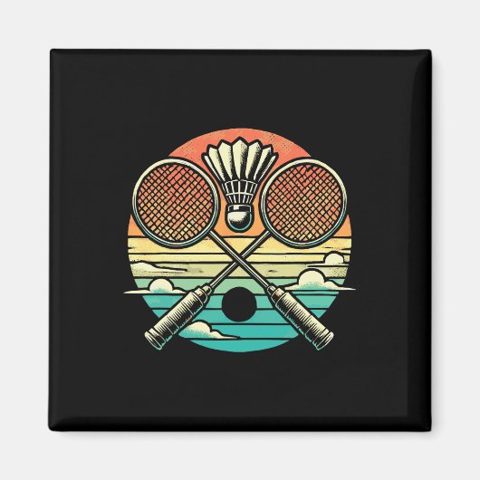 Retro Badminton Shuttle Racket Magnet (Vorne)