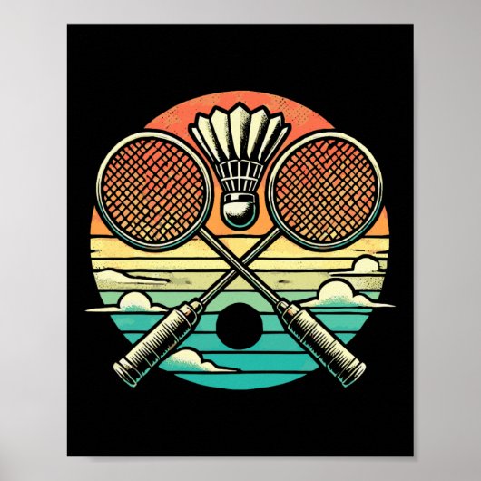 Retro Badminton Shuttle Racket Poster (Vorne)