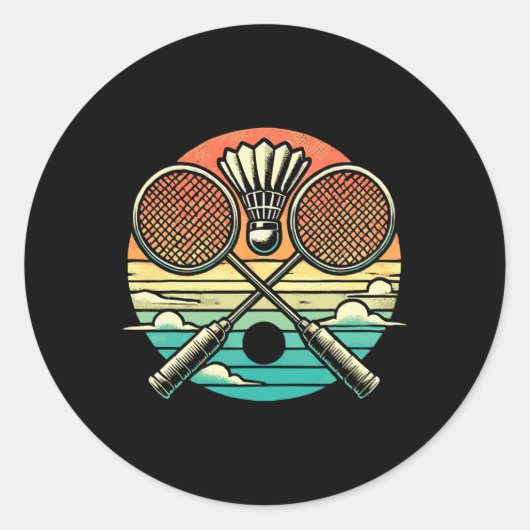 Retro Badminton Shuttle Racket Runder Aufkleber (Vorderseite)