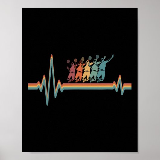 Retro Badminton Shuttle - Spieler Vintages Herz Poster (Vorne)