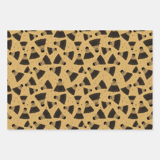 Retro Badminton Shuttlecock Muster Geschenkpapier Set (Vorderseite 2)