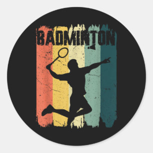 Retro-Badminton-Sport Badminton-Spieler im Vintage Runder Aufkleber