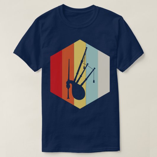 Retro-Bagpipe-Silhouette T-Shirt (Design vorne)