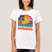 Retro Bahamas Beach Summer Sunset 70s Palm Tree T-Shirt (Vorderseite)