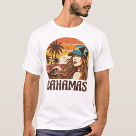 Retro Bahamas Beach Women Summer Vacation Sunset  T-Shirt