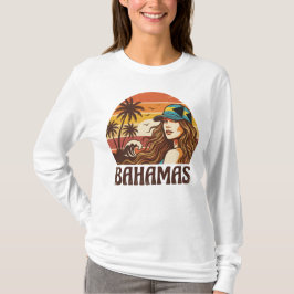Retro Bahamas Beach Women Summer Vacation Sunset  T-Shirt