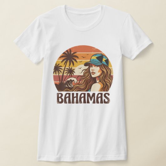 Retro Bahamas Beach Women Summer Vacation Sunset T-Shirt (Ablage )