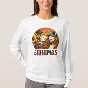 Retro Bahamas Strand Frauen Sommerurlaub Sonnenunt T-Shirt