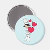 Retro Baking Girl Magnet (Vorderseite/Rückseite)