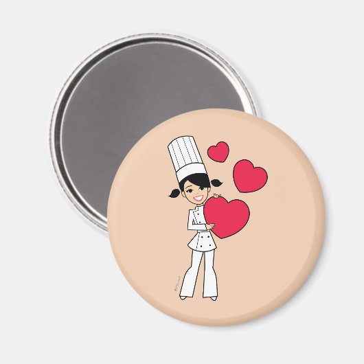 Retro Baking Girl Magnet (Vorderseite/Rückseite)