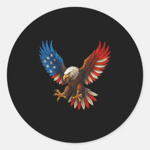 Retro Bald Eagle American Flag 4. Juli Indepen Runder Aufkleber