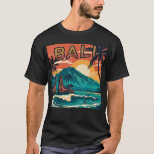Retro Bali Travel - Sunset Beach Surfer T-Shirt